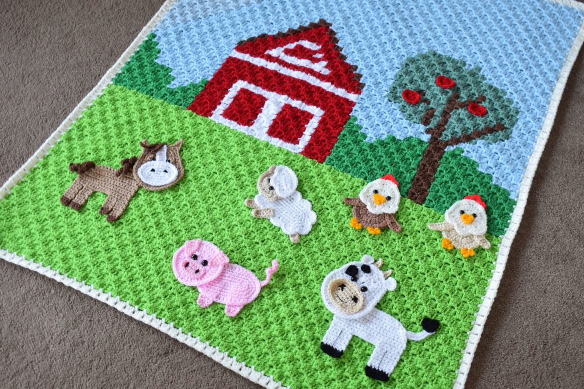 Farm Animals Friends – A C2c Farm Graph Baby Blanket