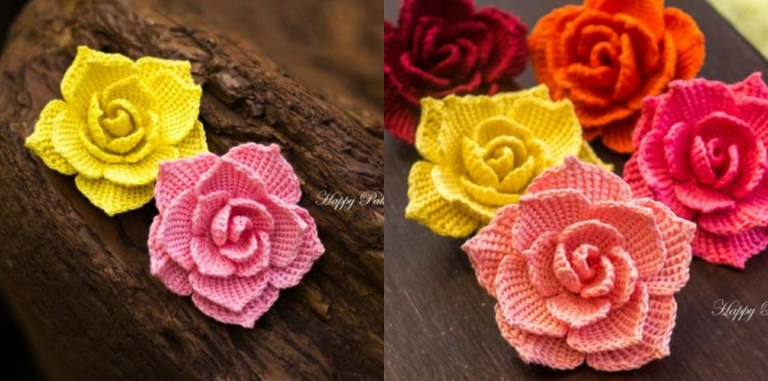 how to make crochet rose flower step by step