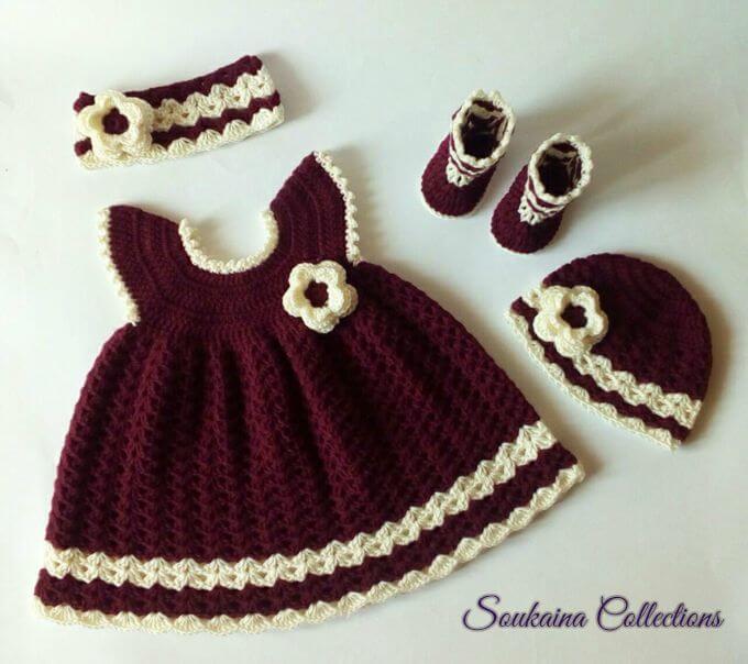 Little Princess Sara Crochet Baby Dress Free Pattern By Soukaina