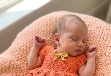 Coral Sunset Tiered Baby Dress Free Crochet Pattern