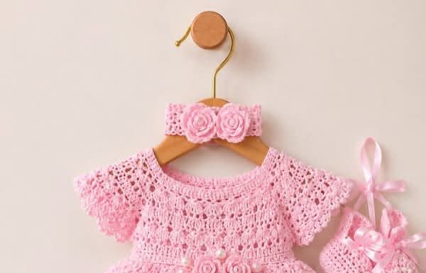 Princess Crochet & Tulle Baby Dress Set