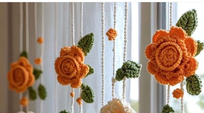 Crochet Rose Curtain