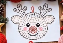 Crochet Christmas Reindeer Face Ornament Tutorial