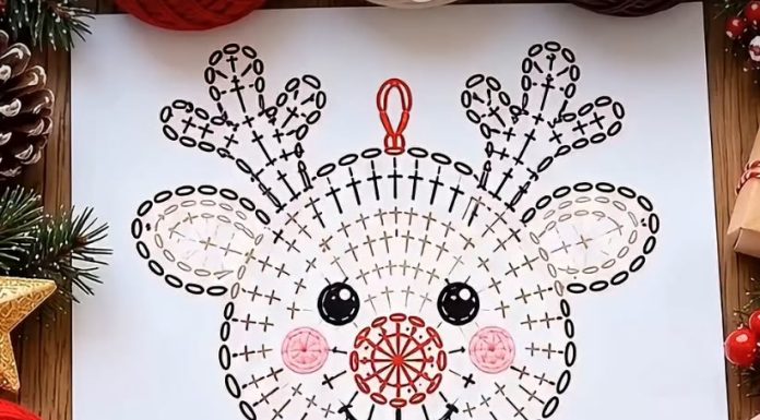 Crochet Christmas Reindeer Face Ornament Tutorial