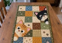Cute Cat Patchwork Quilt Table Runner Tutorial