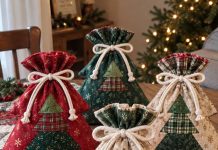 Christmas Tree Fabric Gift Bag Tutorial