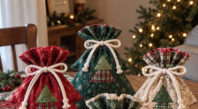 Christmas Tree Fabric Gift Bag Tutorial