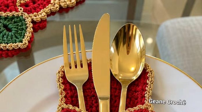 Crochet Christmas Poinsettia Cutlery Holder Tutorial